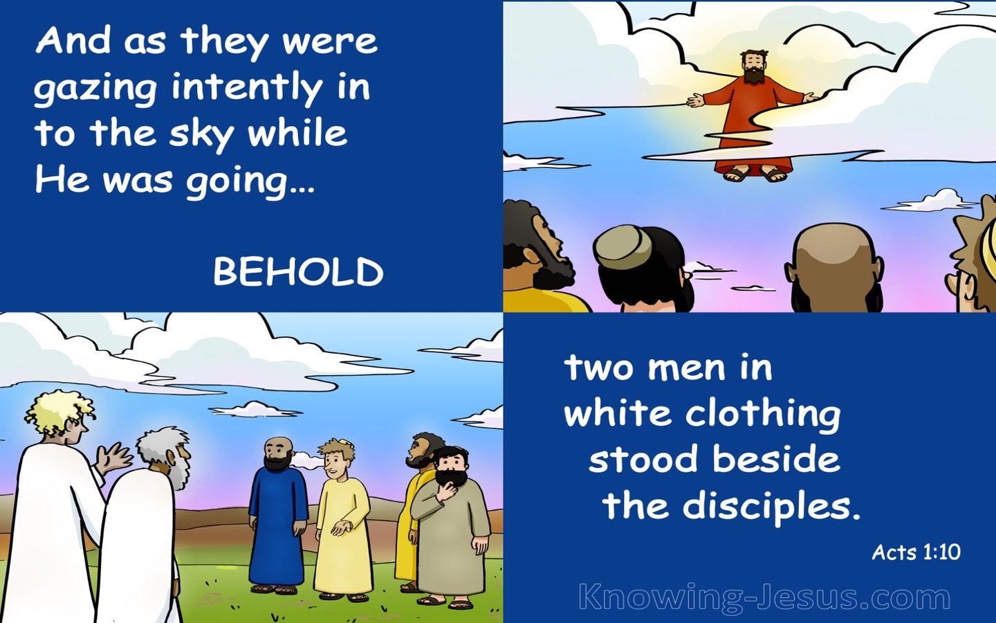 Acts 1:10 Behold Two Men In White Clothing (blue)